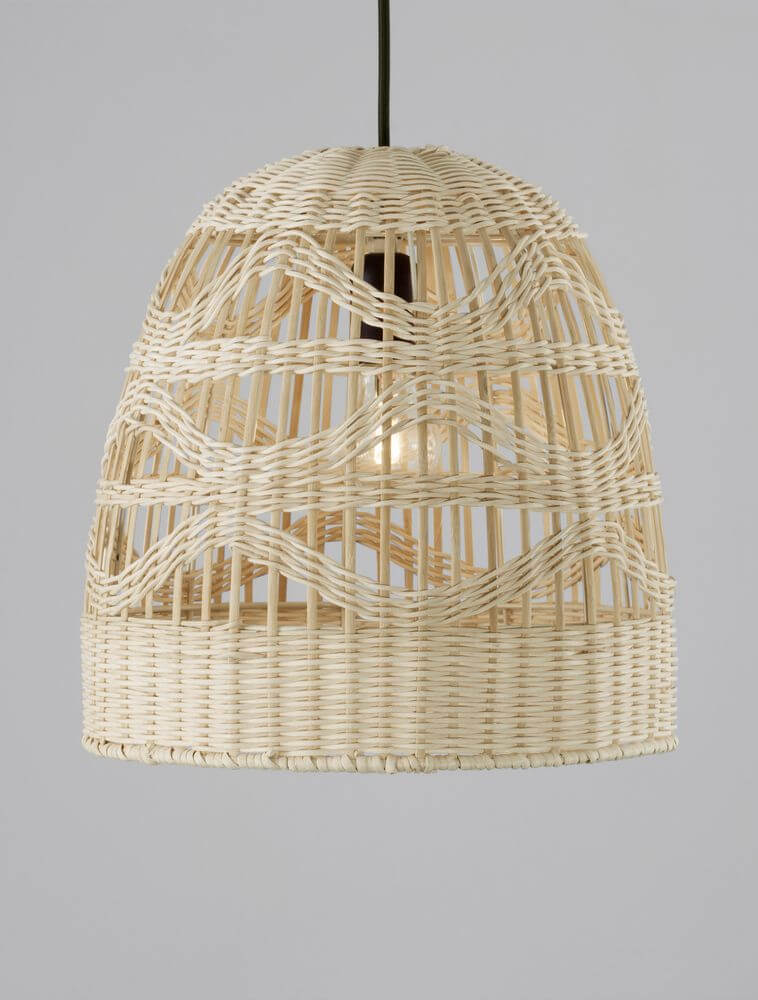 Marlo Pendelleuchte Glocke Beige Rattan