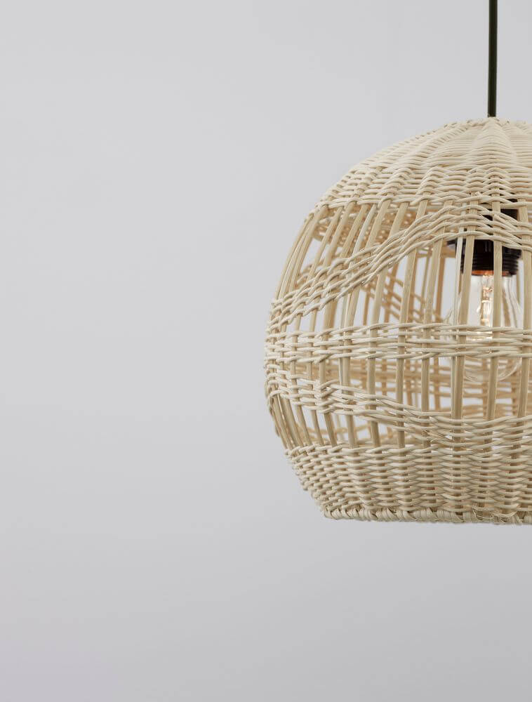Marlo Pendelleuchte Kuppel Beige Rattan aus Rattan für gemütliche Wohnräume