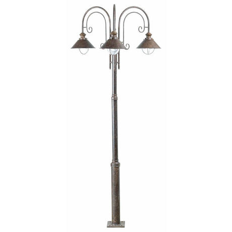Pole light NAUTICA 3-light IP33 Rust Brown with three adjustable lampshades.