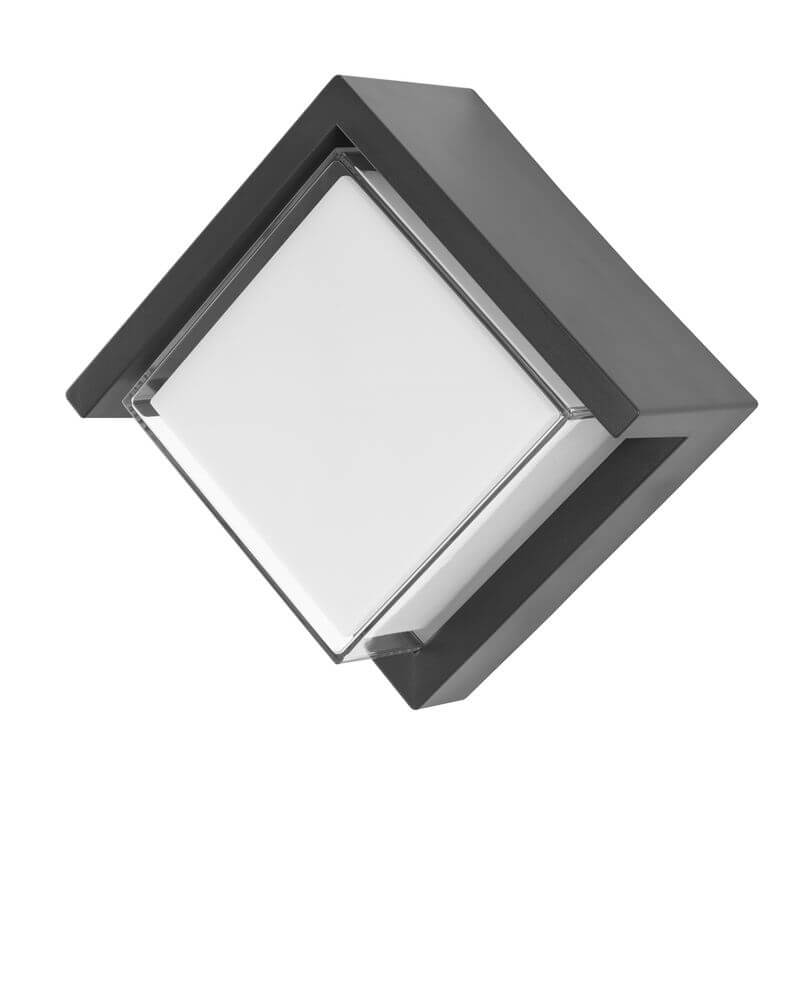 Max LED Außenwandleuchte Quadratisch 3000K Dunkelgrau IP65 in modernem Design mit matt-opalisierter Verglasung.