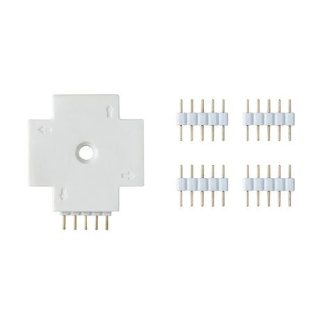 MaxLED X-Verbinder Weiß mit 4 Anschlussmöglichkeiten für LED-Systeme, einfach zu befestigen