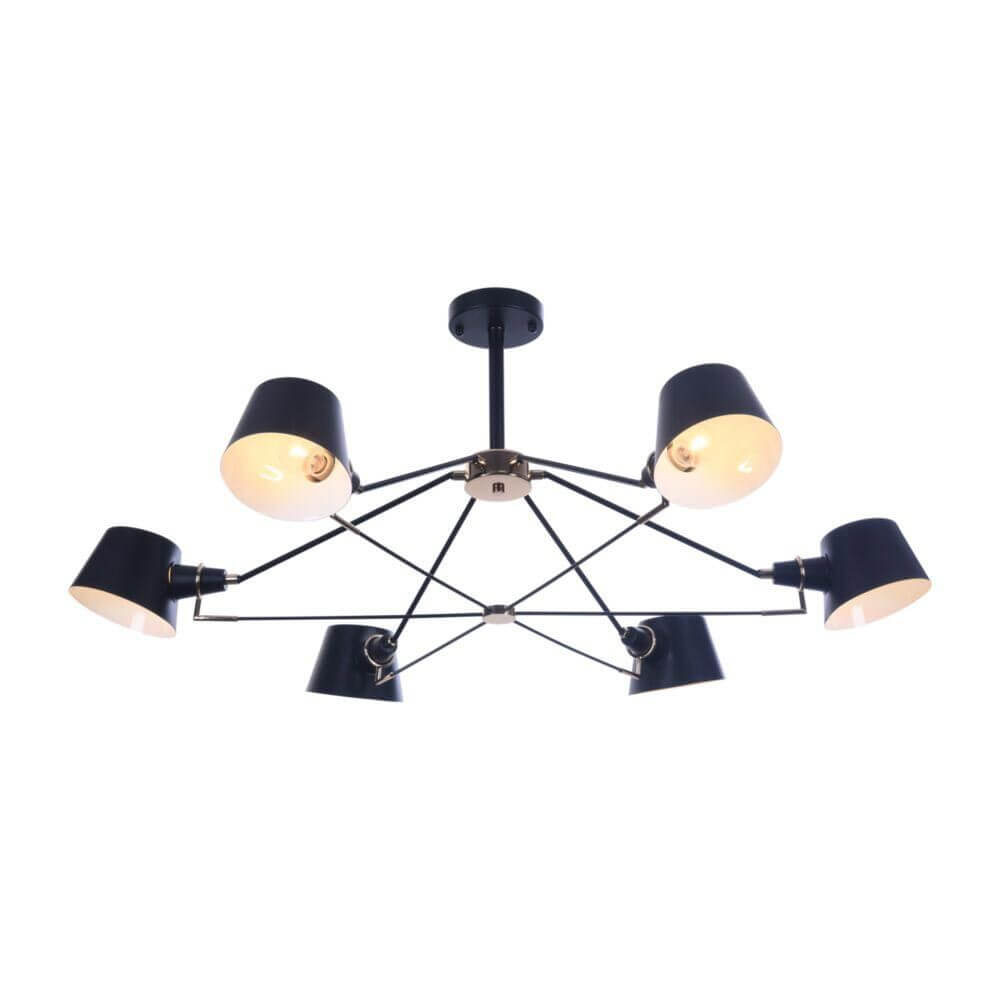 Abigail 6-flammige Deckenleuchte aus Metall in geometrischem Design, schwarz-weiß.
