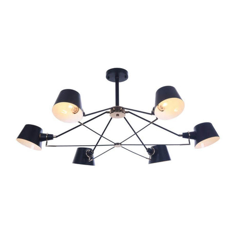 Abigail 6-flammige Deckenleuchte aus Metall in geometrischem Design, schwarz-weiß.