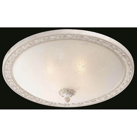 Aritos Deckenleuchte Ø 47cm Metall mit sandgestrahltem Glasdiffusor und elegantem Muster.
