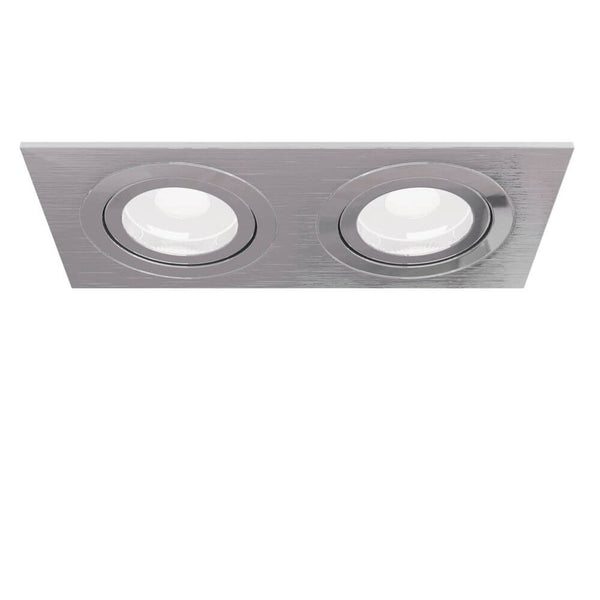 Atom double recessed light, square, with two adjustable spotlights in an elegant design.