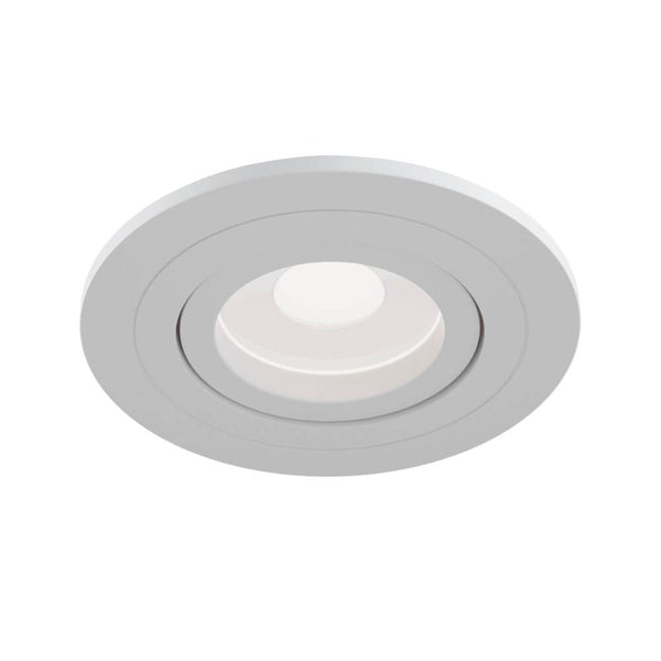 Atom Einbauleuchte rund in Weiß mit verstellbarem Strahler, ideal für moderne Innenräume.