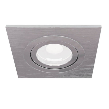 Plafonnier encastré carré Atom avec spot orientable et métal thermolaqué au design moderne.