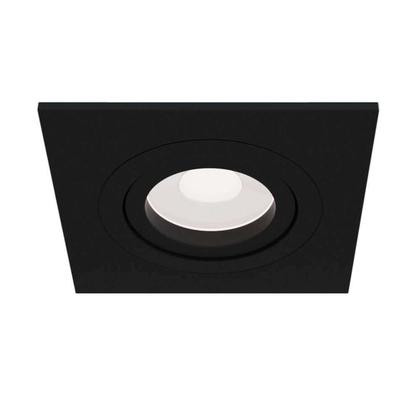 Atom eckige Einbauleuchte in Schwarz mit verstellbarem Strahler für moderne Innenräume.