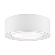 Bergamo stoff-taklampe i elegant design med ramme i børstet metall og diffus lyskilde.