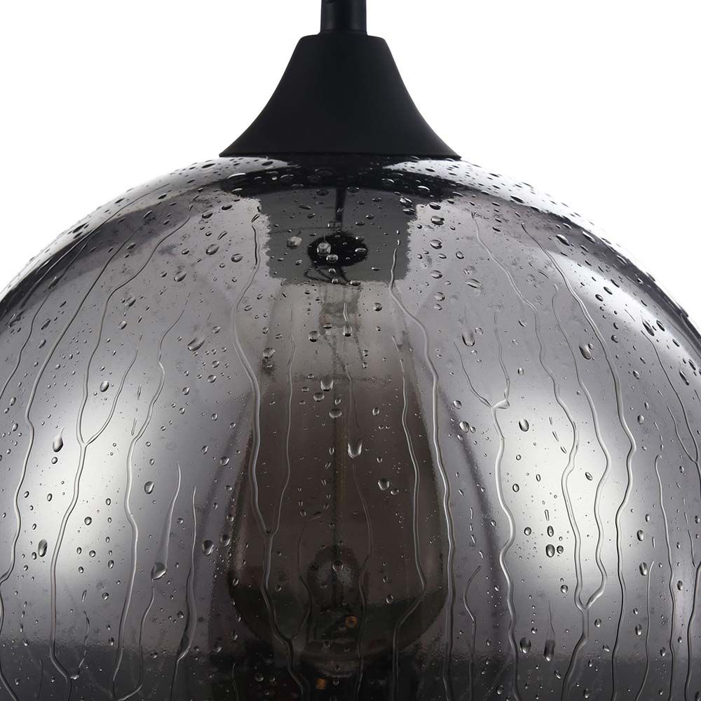 Bergen Glas-Pendelleuchte Ø 25cm mit Rauchglas und Tropfen-Effekt, ideal für stilvolle Innenräume.