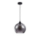 Bergen Glas-Pendelleuchte Ø 25cm mit Metallrahmen und Rauchglas-Diffusor im Tropfen-Effekt.