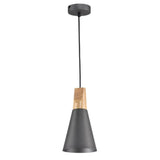 Bicones Hängelampe Ø 14cm mit Metall-Deckenbaldachin und Holz-Diffusor für stilvolle Beleuchtung.