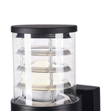 Bronx Außen Wandleuchte in Schwarz mit klarem Glasdiffusor für LED Lampen, korrosionsbeständig und temperaturwechselbeständig.