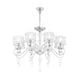 Eleganter Bubble Dreams Kronleuchter in Chrom und klarem Glas mit transparenten Stoffschirmen und futuristischem Design.