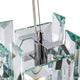 Cerezo Glas-Pendelleuchte Eckig mit Metallrahmen und Glasplatten, moderne Beleuchtung für stilvolle Räume.