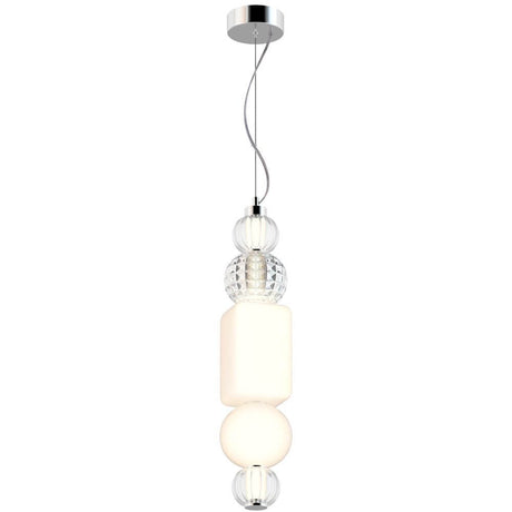 Collar LED-Hängeleuchte aus Glas Large mit klaren und matten Glaskugeln, höhenverstellbar.