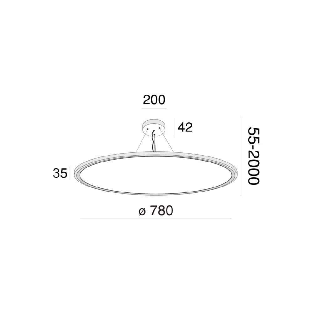 Cosmos LED Hängeleuchte Big Ø 78cm technische Zeichnung und Abmessungen für die Planung.