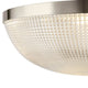 Coupe Deckenlampe mit strukturiertem Glas, antike Farbgebung und nickelfarbige Metallbeschläge.