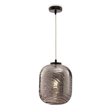 Dunas Pendelleuchte Small mit strukturiertem Glas, ideal für stilvolle Innenräume.