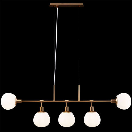 Suspension Erich à 5 lumières en métal de haute qualité avec diffuseurs en verre dépoli.