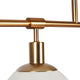 Detailansicht der Erich Hängeleuchte 5-flammig mit goldenem Metall und mattiertem Glas.