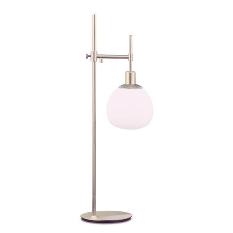 Erich Tischleuchte aus hochwertigem Metall mit mattiertem Glasdiffusor, verstellbar und elegant im Design.