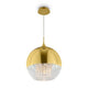 Fermi Pendelleuchte in elegantem Design mit goldener und transparenter Glaskugel.