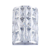 Applique Gelid en cristal clair avec cadre métallique chromé et diffuseur à disques de cristal.