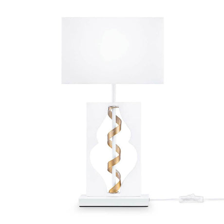 Intreccio table lamp White, Gold with metal frame and fabric lampshade in an elegant design.