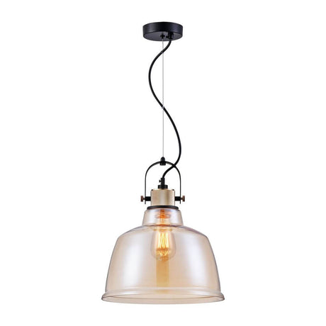 Suspension Irving Ø 30 cm Industrial au design moderne avec dôme en verre transparent et suspension élégante.