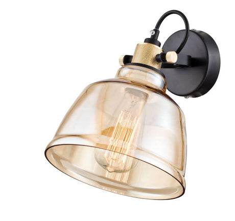 Irving Wandleuchte Industrial mit Glasdiffusor und Messingrahmen, höhenverstellbar, stilvolles Industriedesign.