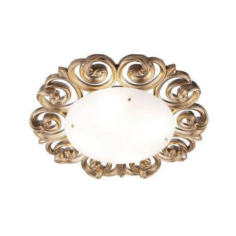 Lantana Deckenleuchte Gold, Weiß mit elegantem Metallrahmen und mattiertem Glasdiffusor.