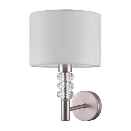 Lincoln wall light made of metal and fabric with a metal frame and fabric lampshade, decorative glass elements.