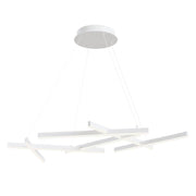 Line LED-Hängeleuchte in modernem Design mit mehreren Lichtstreben in Weiß.