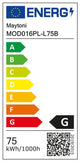 Energieetikette für Line LED-Hängeleuchte mit Effizienzklasse G und Verbrauch von 75 kWh/1000h.