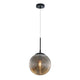 Pendelleuchte Lumina Ø 25cm mit graphischem Ornament in rauchfarbenem Glas und verstellbarem Kabel.