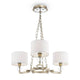 Luxe Kronleuchter 3-flg. Gold-Antik mit Metallrahmen und creme-weißem Stoffbezug.