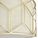 Messina Deckenleuchte Gold mit geometrischem Metallrahmen und Leinenbezug.