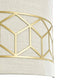 Detailansicht der Messina Wandlampe Leinen mit geometrischem Schablonendekor und Leinenbezug.