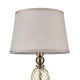 Murano Glas Tischlampe Champagner mit bronzefarbenem Metallrahmen und champagnerfarbenem Lampenschirm.