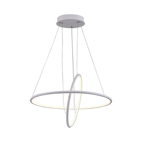 Nola LED Hängeleuchte Metall Weiß mit verstellbarer Ringposition und LED Modul, modernes Design in Weiß