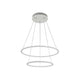 Nola LED Pendelleuchte Ø 60cm mit zwei runden Leuchtmodulen, Metallgestell und einstellbarer Ringposition.
