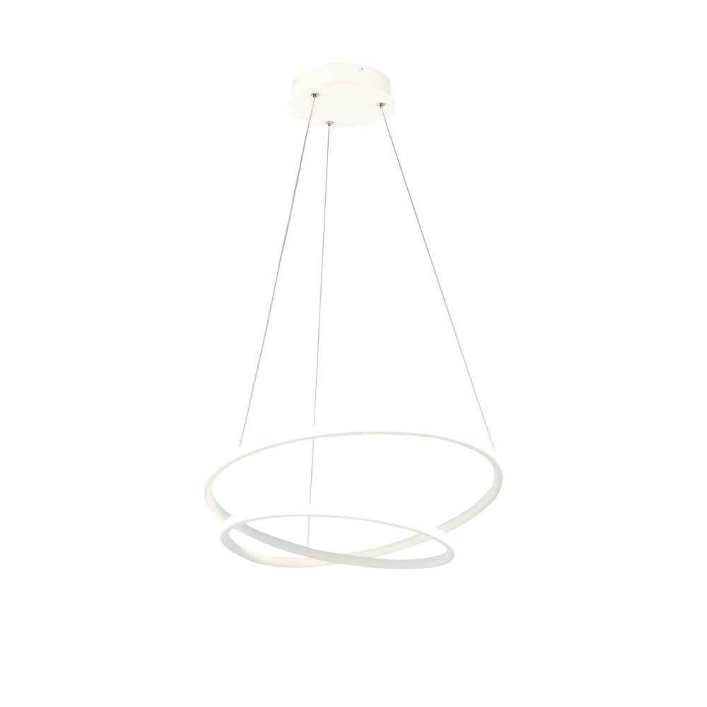 Nola LED Pendelleuchte Weiß mit modernem Metallgestell und verschiedenen Durchmessern in einem eleganten Design.