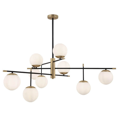 Nostalgia pendant light Big with nine glass lamps and elegant design in black and gold.