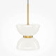 LED Pendelleuchte Kyoto Ø 22cm, elegante Pendelleuchte in weiß mit goldenen Akzenten.