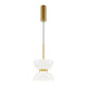 LED Pendelleuchte Kyoto Ø 22cm in modernem Design mit weißem Schirm und goldenen Akzenten.