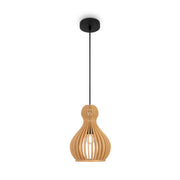 Holz Pendelleuchte Roots Bauchform in eleganter, skulpturaler Gestaltung, ideal für moderne Räume.
