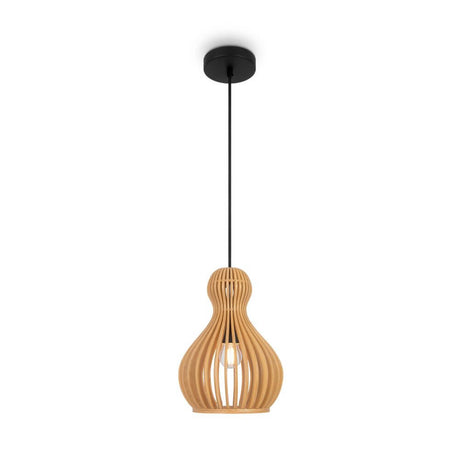 Holz Pendelleuchte Roots Bauchform in eleganter, skulpturaler Gestaltung, ideal für moderne Räume.