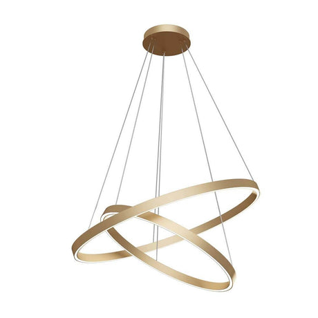 Rim LED Pendelleuchte Ø 80cm, goldene Metallring-Pendelleuchte mit LED-Lichtquelle