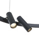 Satellite LED-Hängeleuchte mit zwei schwarzen, zylindrischen Leuchten und modernem Design.